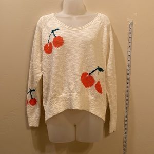 NWT Lou & Grey off-white knit sweater with cherries; size M